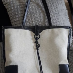 Rebecca Minkoff canvas and leather tote purse bag